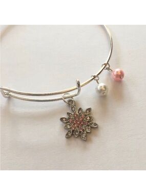 Pink Sparkle Snowflake Charm Bracelet